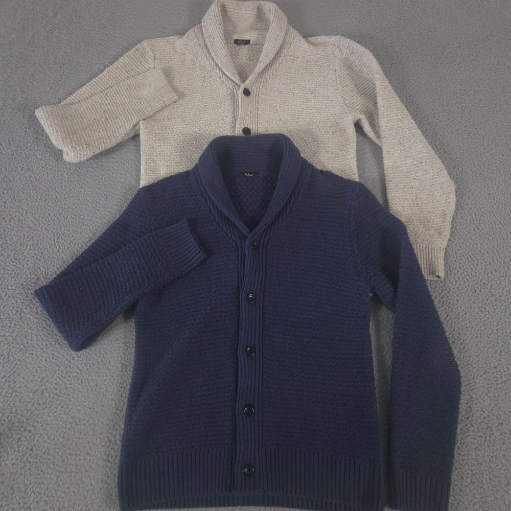 LOT OF 2 Rails Sweater Mens L Shepley Cardigan Cotton Blend Shawl Collar Knit